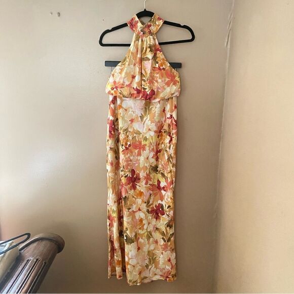 Significant Other Lapis Dress Watercolor Floral maxi midi halter rayon Revolve - Picture 12 of 13